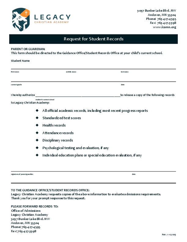 student recommendation for pdf teacher letter Application  Legacy Process Christian  Academy