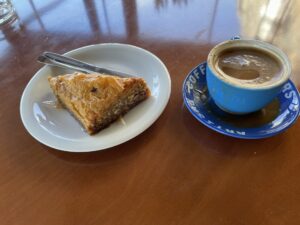 Day 11- Greek Coffee and Baklava at Pegasus Cafe at Acrocorinth